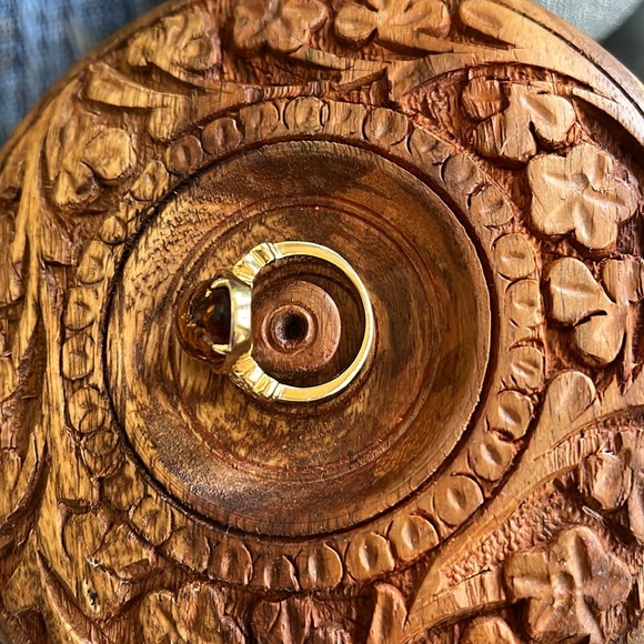 19X11MM OVAL AMBER 18K YELLOW GOLD OVER STERLING SILVER RING - Picture 11 of 12